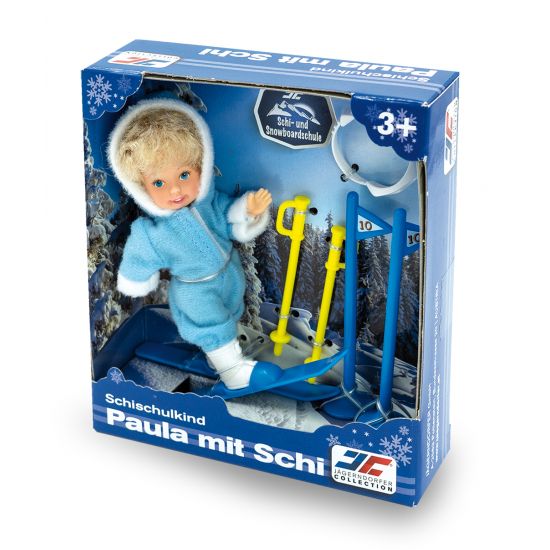 Schischulkind Paula mit Schi farblich sortiert: rosa & hellblau Größe: 12 cm